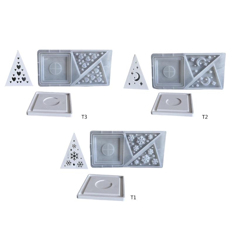 3D Candlestick Silicone Mold Pyramid Shaped Candle Base Mold Gypsum Candle Holder Epoxy Mould Home Decorations Mould