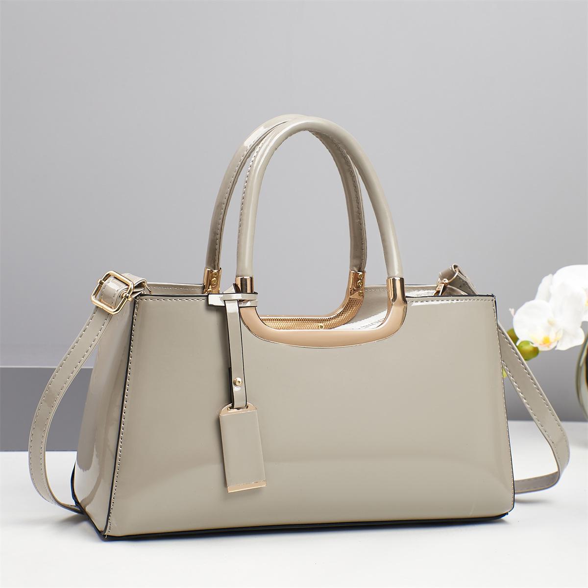 Luxe Designer Leren Tote Bag Mode Dames Schoudertas Handtas met Klepzak gray