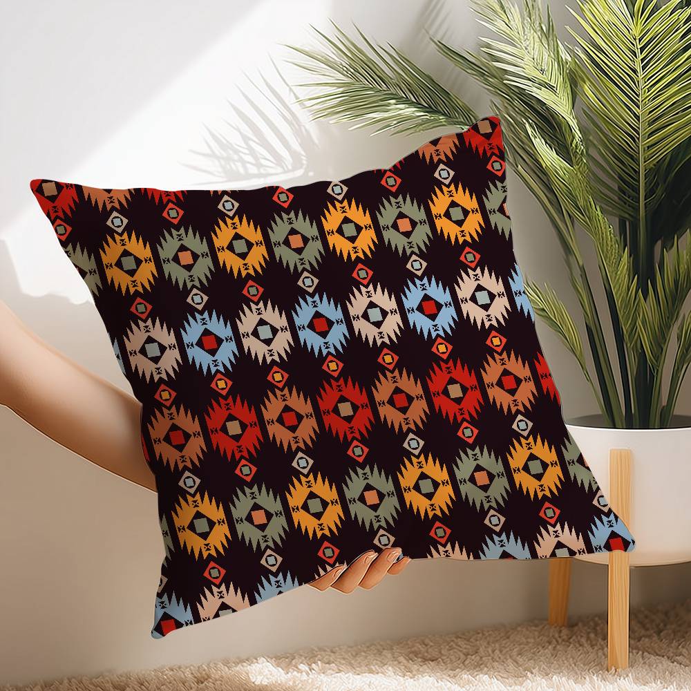 Native Fabric Pattern Pillow Case Short Plush Print Cushion Cover Square Throw Pillow Covers Sofa Home Decor