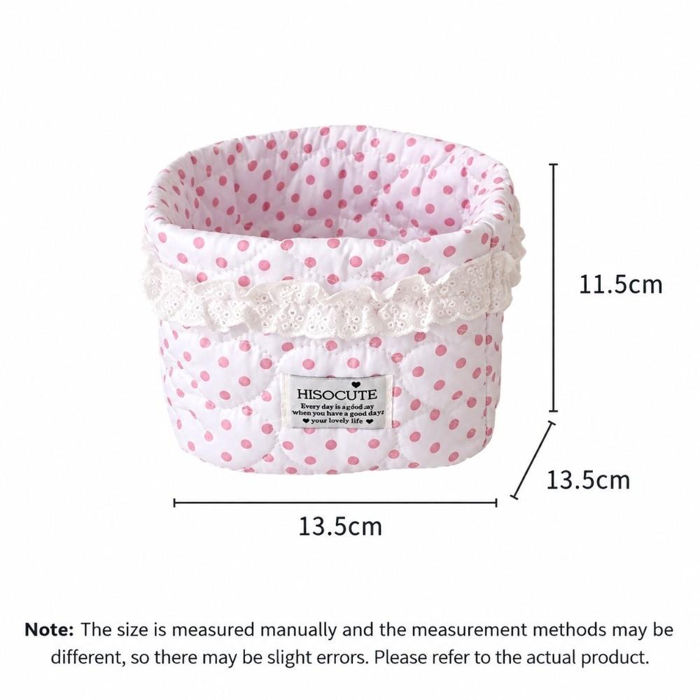 Large Capacity Quilted Storage Basket Polka Dot Pattern Desktop Organizer Box