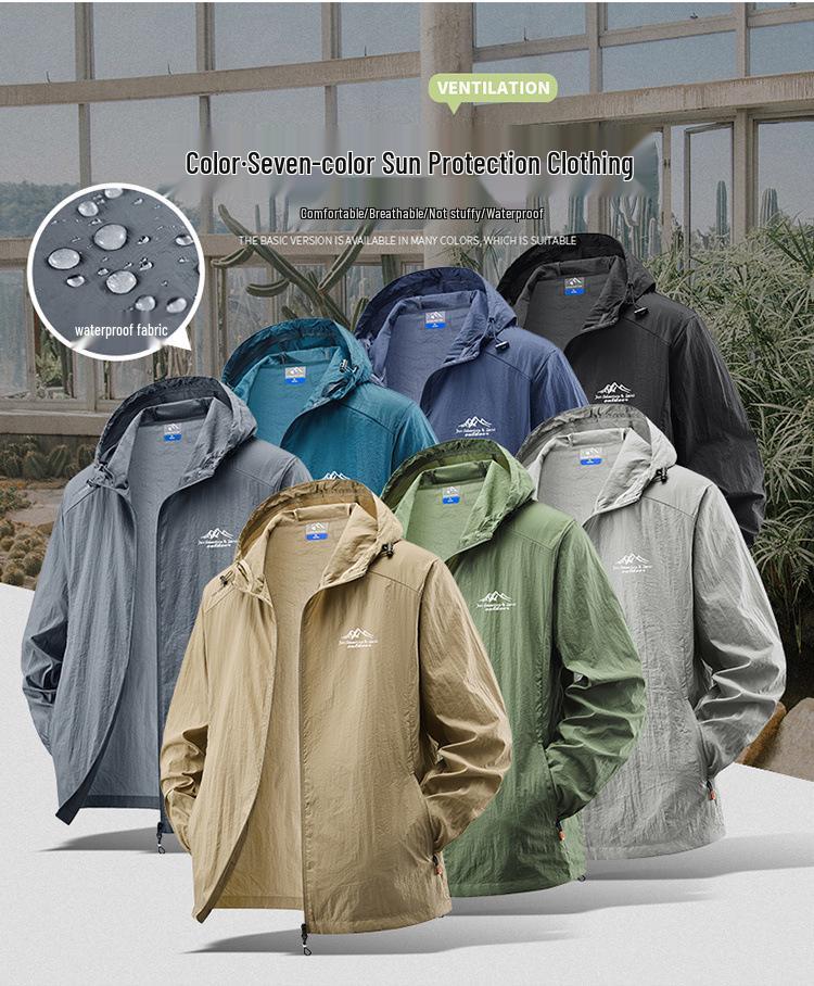Men's Retro Hooded Thin Ice Silk Sun Protection Jacket - Summer Outdoor Loose-Fit Plus Size