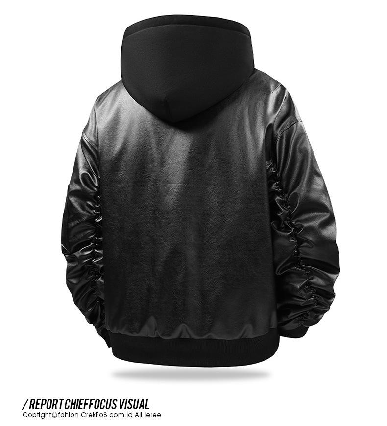 Men's Retro Faux Leather Two-Piece Bomber Jacket - Autumn/Winter Trendy Loose Fit Outerwear