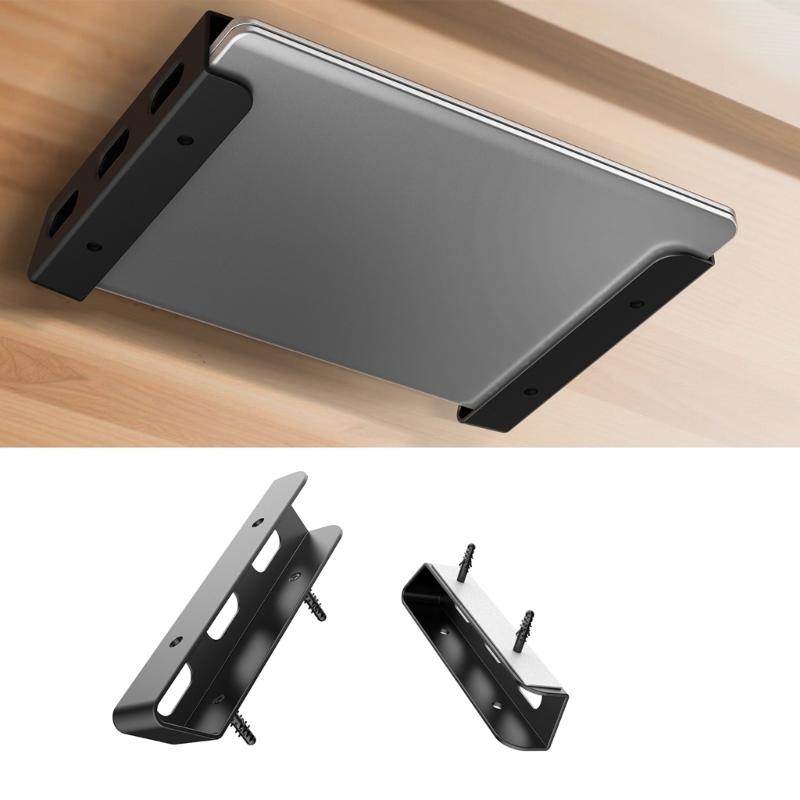 Multipurpose ABS Notebook Holder Kit, Secure Wall or Desk Mount Strong Metal Support for Laptop Tablets