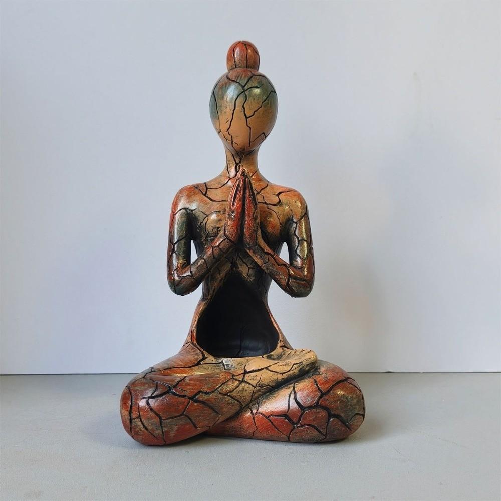 Figur Abstrakte Meditationsskulptur Sitzende Frau Dekorative Zen-Kerzenhalter Harz Yoga-Statue Schreibtisch