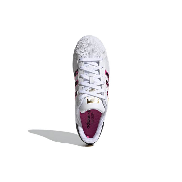 Adidas Originals Superstar Synthetic Leather Durable Low-Top Skate Shoes Women Sneakers White Black Pink FX6037