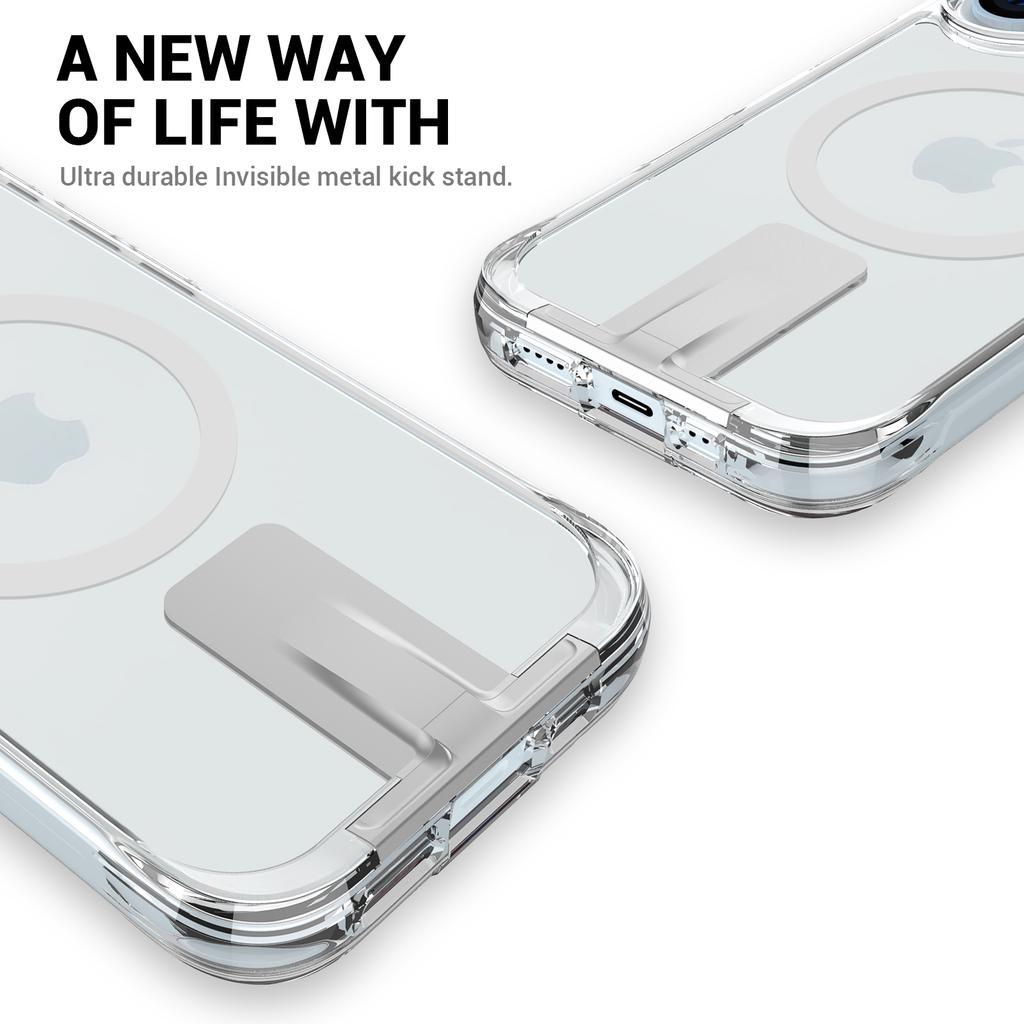 For iPhone 17 Case Compatible with MagSafe TPU+PC Clear Phone Cover with Kickstand