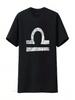 Wounisexs Vintage Distressed Libra Symbol Zodiac Sign Birthday T Shirt Black 2XL Vintage Washed Top For Everyday Wear Homme