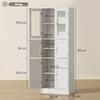 Tall Bathroom Cabinet, 6 Doors, 2 Glass, 2 Louvered, Adjustable Shelf, White