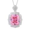 Jewelry Copper Bottom Gold Plated Simulation Pink Diamond Light Luxury Heavy Industry Set Pendant Ring 4 * 16 Earrings 12 * 14