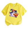 Kids Boys Girls 100% Cotton Crew Neck Short Sleeve T-Shirt, Cute Ghost Witch Hat Hug Smiling Pumpkin Print Casual Halloween Tee for Children