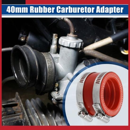 Universal 40mm ID Rubber Red Motorcycle Carburetor Adapter with Clamps Pack of 2