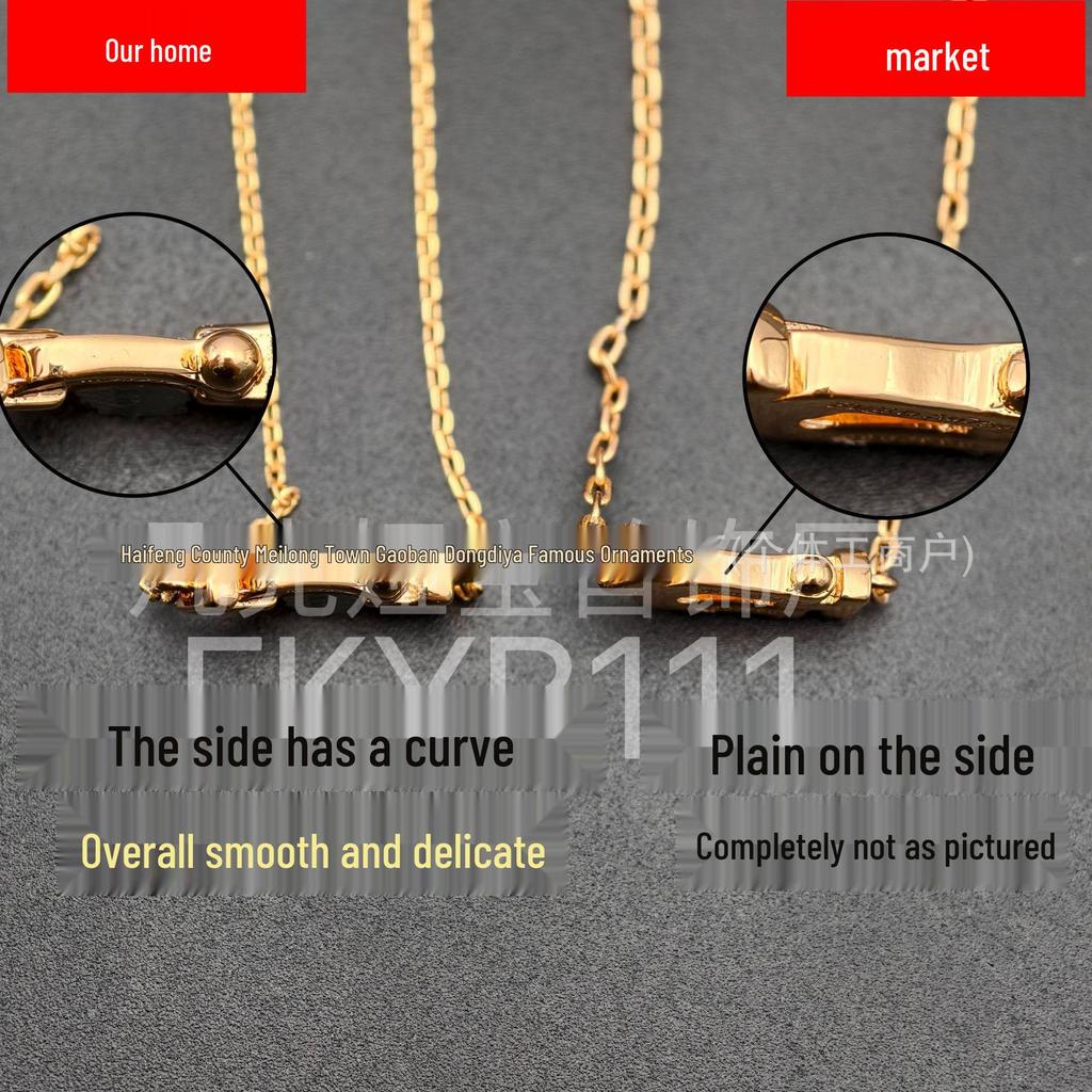 18K Rose Gold Horsebit Necklace with Diamond Inlay for Women