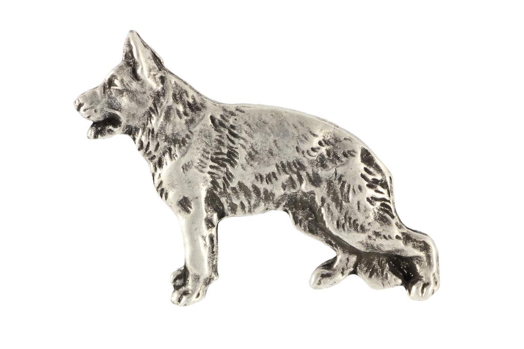 Alman Kurdu Köpeği, Alsas Kurt Köpeği II - Gümüş kaplama köpek broşu, zarif iğne, Art-Dog markasından ceket yaka süsü