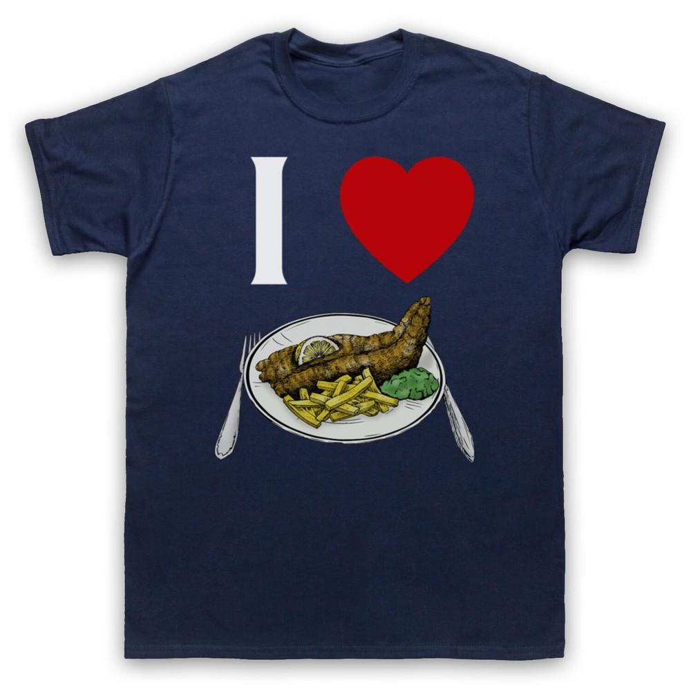 

I Love Fish And Chips Iconic British Dinner Chippy Tea Mens And Womens T-Shirt L