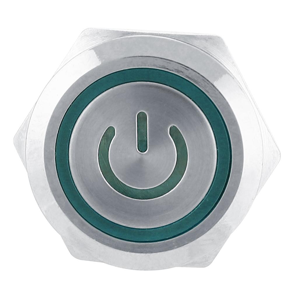2Pcs IP65 DC1224V 22mm Stainless Steel Reset Button 6Pin Push Button Switch with SignGreen