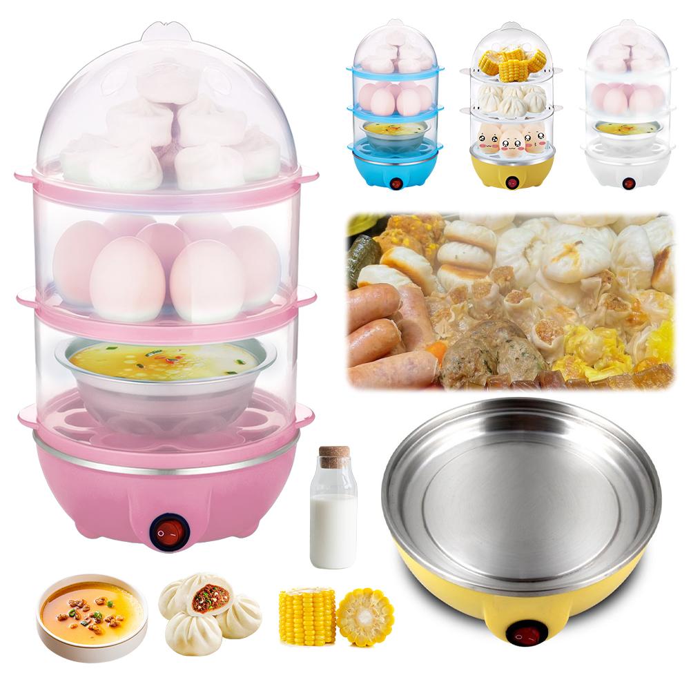 110V/220V Electric Egg Boiler Rapid Heating Automatic Corn Steamer 3-Layer Mini Kitchen Poacher for Cooking Breakfast Machine