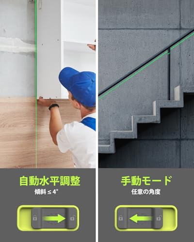 LasGoo LG-4D 16 Green Laser Beam 4x360° Laser Level, Self-Leveling Tool with Horizontal and Vertical Layout, Ideal for Construction and Wall-Mounted A