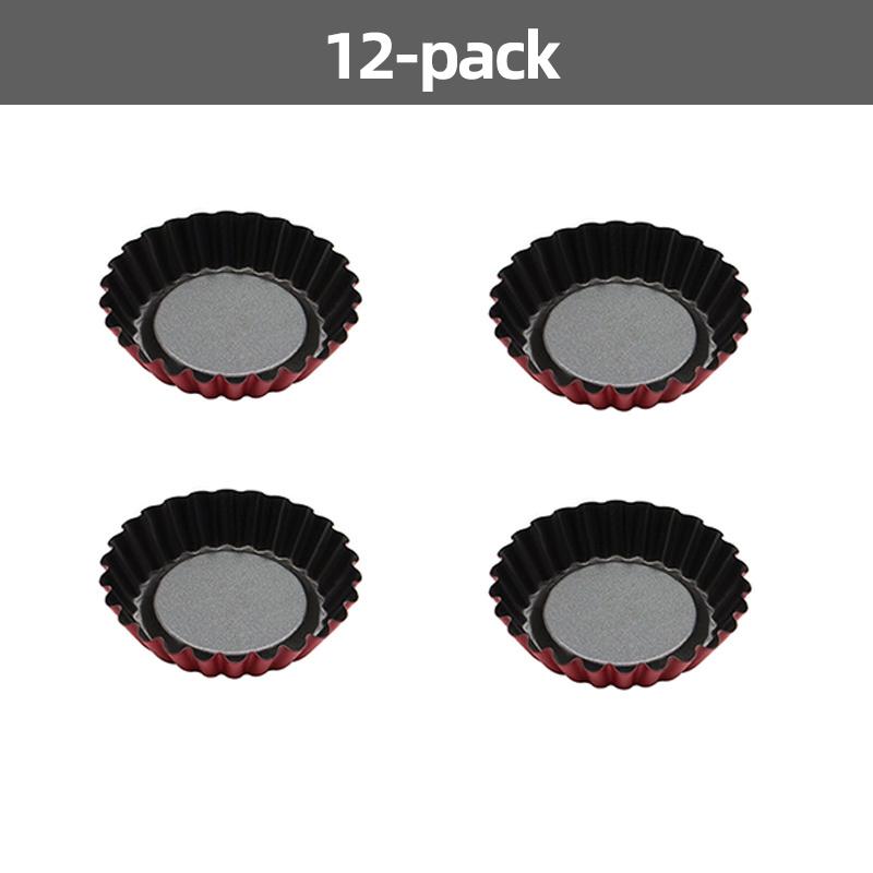 Leeseph 12-Pack Tart Mold Cupcake Cake Muffin Mold Tin Pan Baking Tool Carbon Steel