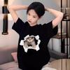 Women's Cute Kitten Print Loose Short Sleeve T-Shirt - White, Niche Design, Round Neck, Spring/Summer Trend
