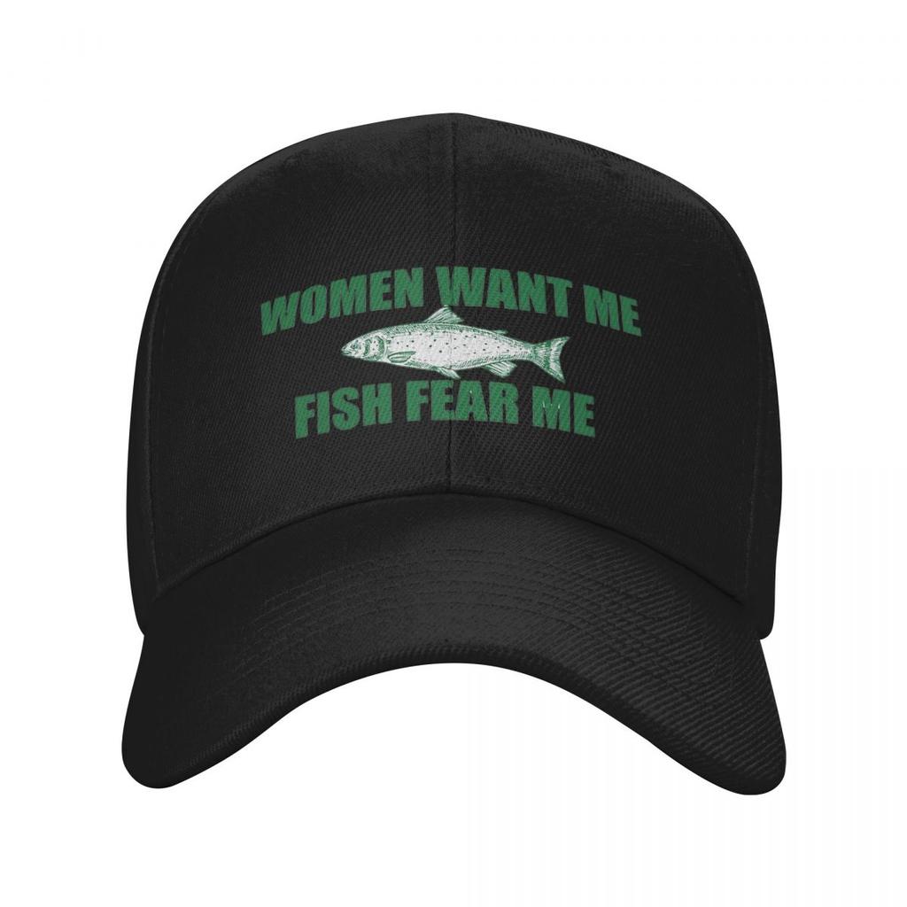 Women Want Me Fish Fear Me Print Fishing Baseball Caps Snapback Men Women Hats Casual Cap Sports Baseball Hat Casquette