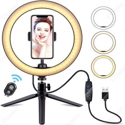 Anneau lumineux LED à intensité variable avec trépied, éclairage de remplissage en direct, support de téléphone portable, support de téléphone portable en direct