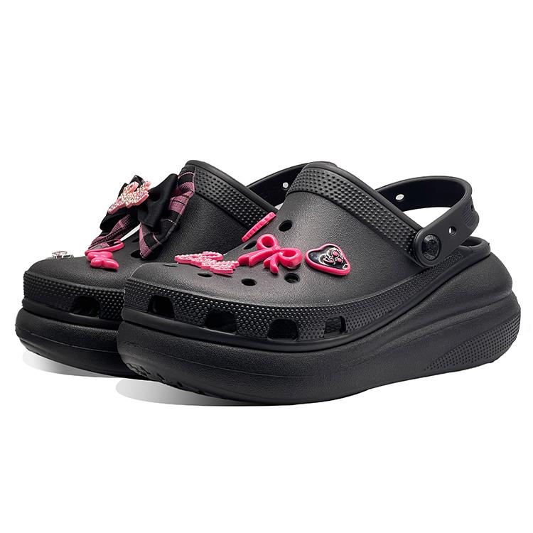 Crocs Crush Clog EVA Puff Black Pink Barbie Retro Hole Shoes Unisex Black