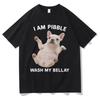 Funny I Am Pibble Wash My Belly T-Shirts Harajuku Meme Aesthetic Humor Men Cotton Short Sleeves Casual Cozy Y2K Tshirt Teenag...