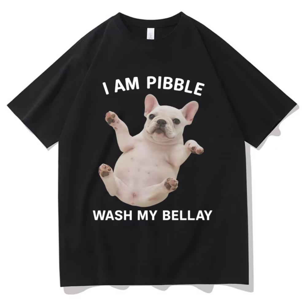 

Funny I Am Pibble Wash My Belly T-Shirts Harajuku Meme Aesthetic Humor Men Cotton Short Sleeves Casual Cozy Y2K Tshirt Teenag... S разноцветный