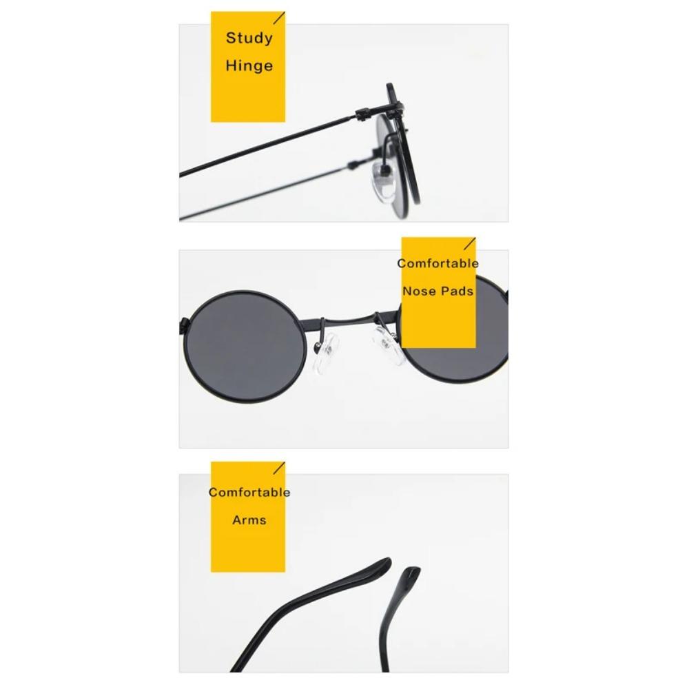 Kleine runde Sonnenbrille Damen Herren UV400 Metall Markendesigner Punk Sonnenbrille Steampunk Vintage Brille Schwarze Schattierungen