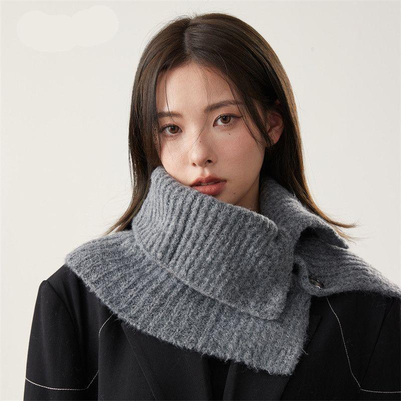 Knitted Wool Versatile Warm and Cold Neck Protection Button Shawl Neck Cover