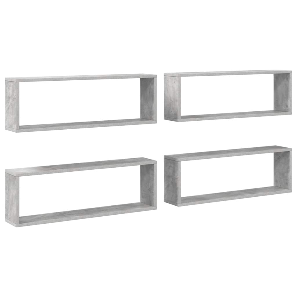 Vidaxl Wall Shelves Cubes, 4 Pcs., Concrete Gray, 80X15X26.5 Cm