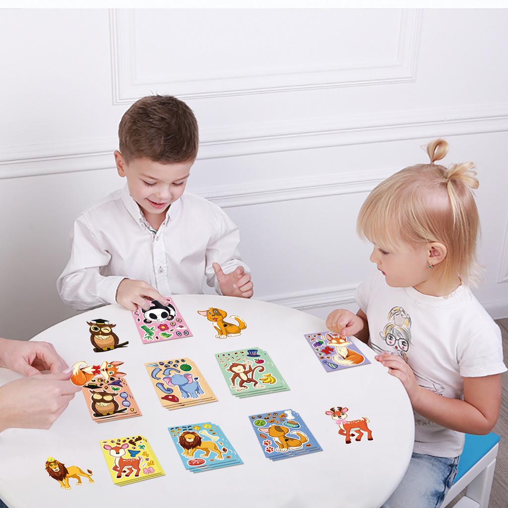 816Sheets Cute Animals Puzzle Stickers Diy Decorative Children’S Puzzle Skateboard Notebook Waterproof Daily Toys Gifts Sticker