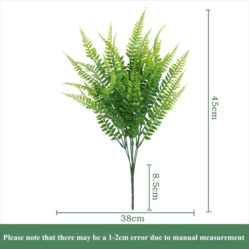 Artificial Fern Outdoor Greenery UV Resistant Plastic Plants Floral Decor for Living Room Table Home Garden Porch Decoration