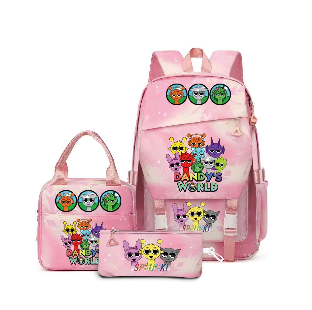 Rhythm Box Sprunki Music Game School Bag Backpack Pencil Bag Three-Piece Set Student Heat Printing Backpack