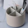 Rotating Pencil Holder Round Pen Organizer Slots Multifunctional Desk with 4 Faux Leather Accessories Organizer