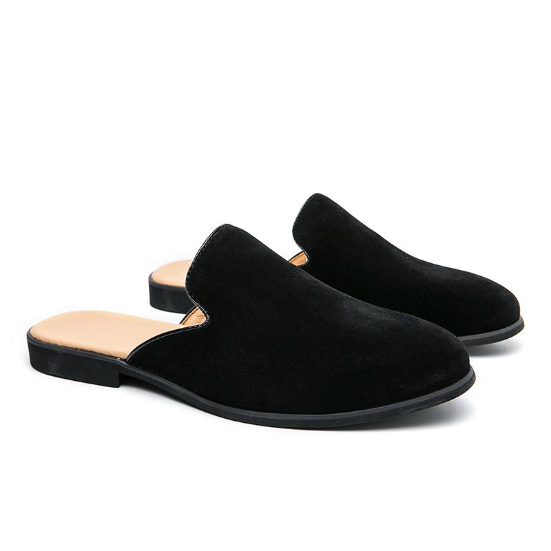 Half Shoes For Men Mules 2026 Suede Leather Italian Slip On Flat Summer Mens Casual Shoes Breathable Loafers Slippers Man Slides