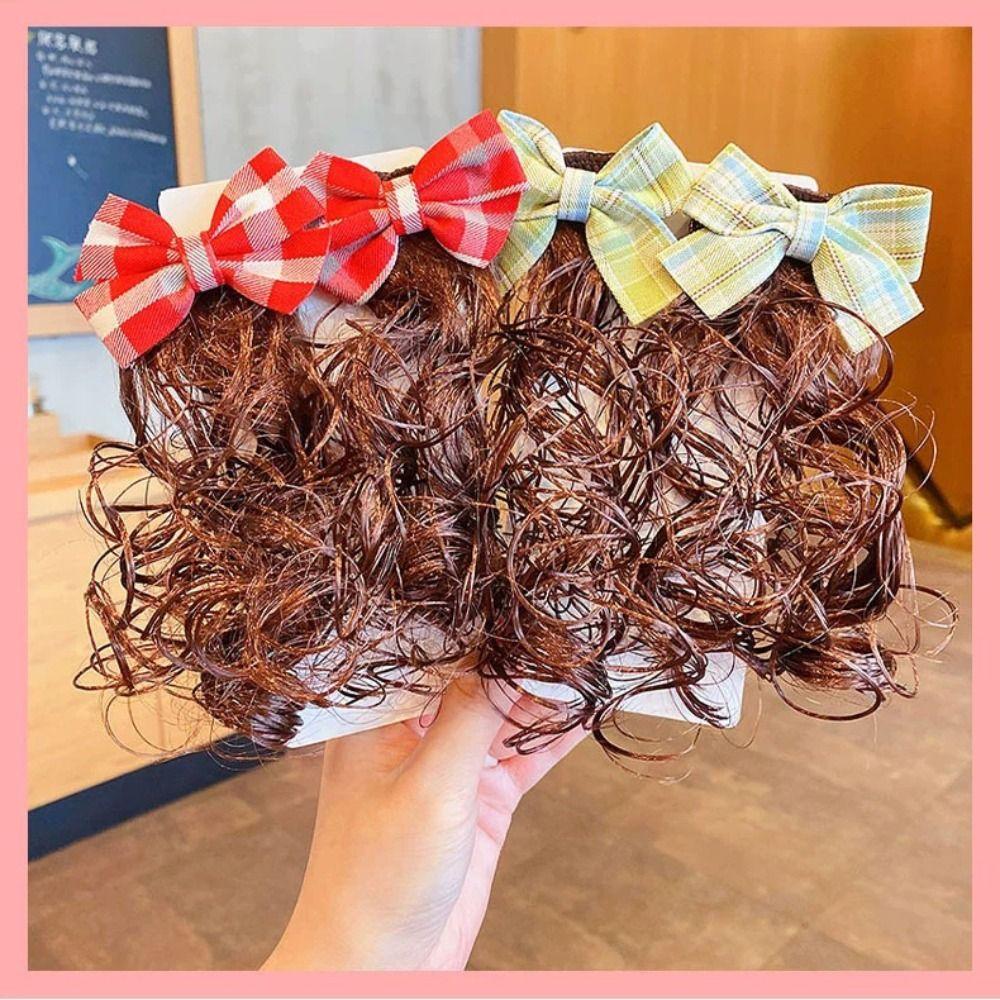 2Pcs Curly Baby Wig Hairpin Princess Bowknot Hairclip Fasion Children's Bow Wig  Girls