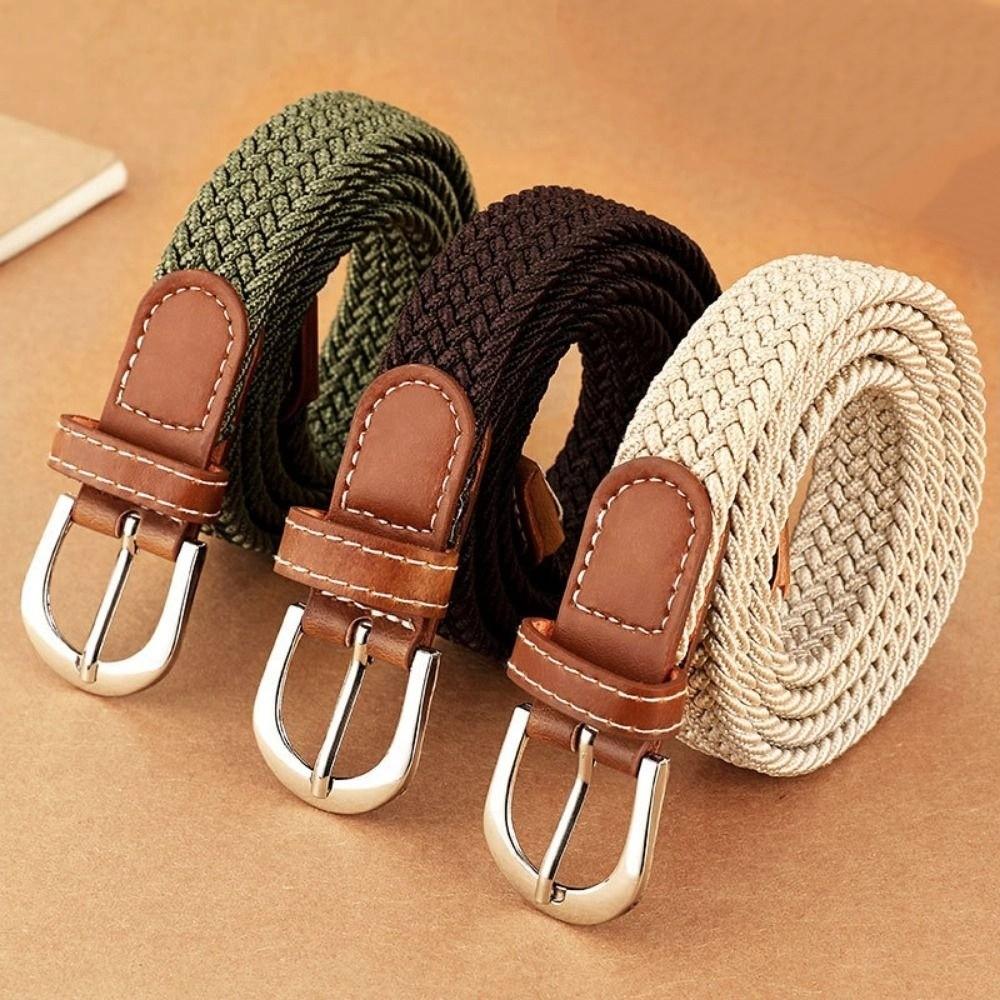 Knitted Thin Woven Belt Canvas Stretch Waist Belts Fashion Elastic Waistband  Climbing