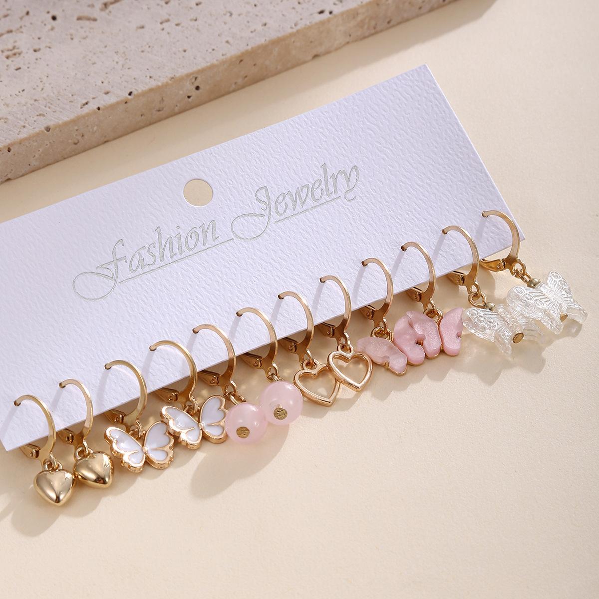 Hot-selling creative personalized earrings set butterfly love bear shape cute style earrings lady