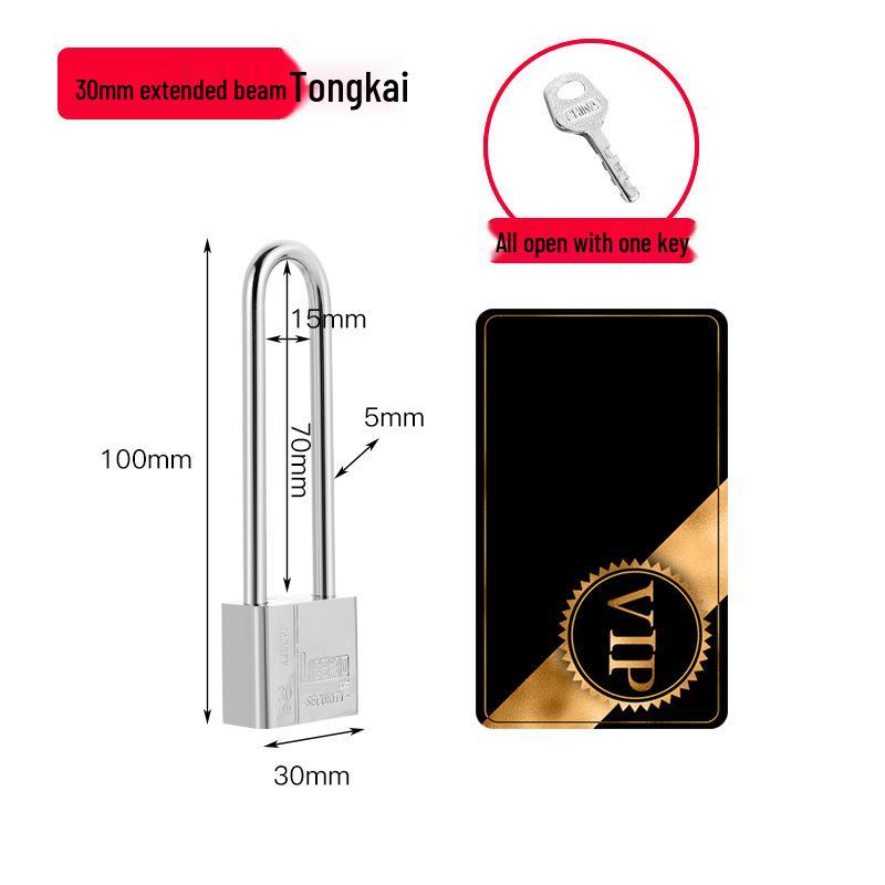 Extra Long Shackle Padlock 30mm Copper with 3 Keys for Cabinets and Doors