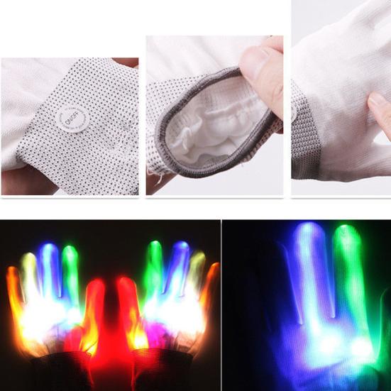 1 paio di guanti con dita illuminate a LED Decorazioni per la danza del costume di Natale di Halloween