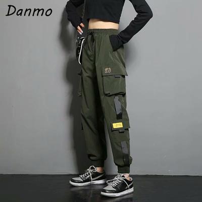 Danmo Cargo Pants Women Streetwear Hip Hop Pants Joggers Pants Casual Harem Ankle Length Elastic Waist Trousers Plus Size