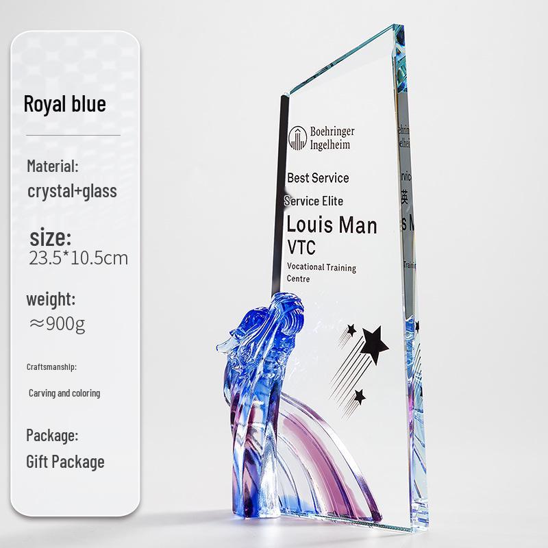 High-End Creative Crystal Glass Trophy - Customizable Award Plaque for Excellent Employee Annual Meeting