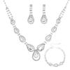 Bridal Set Necklace Earrings Bracelet Three-Piece Set, Copper Claw Chain Electroplated Silver