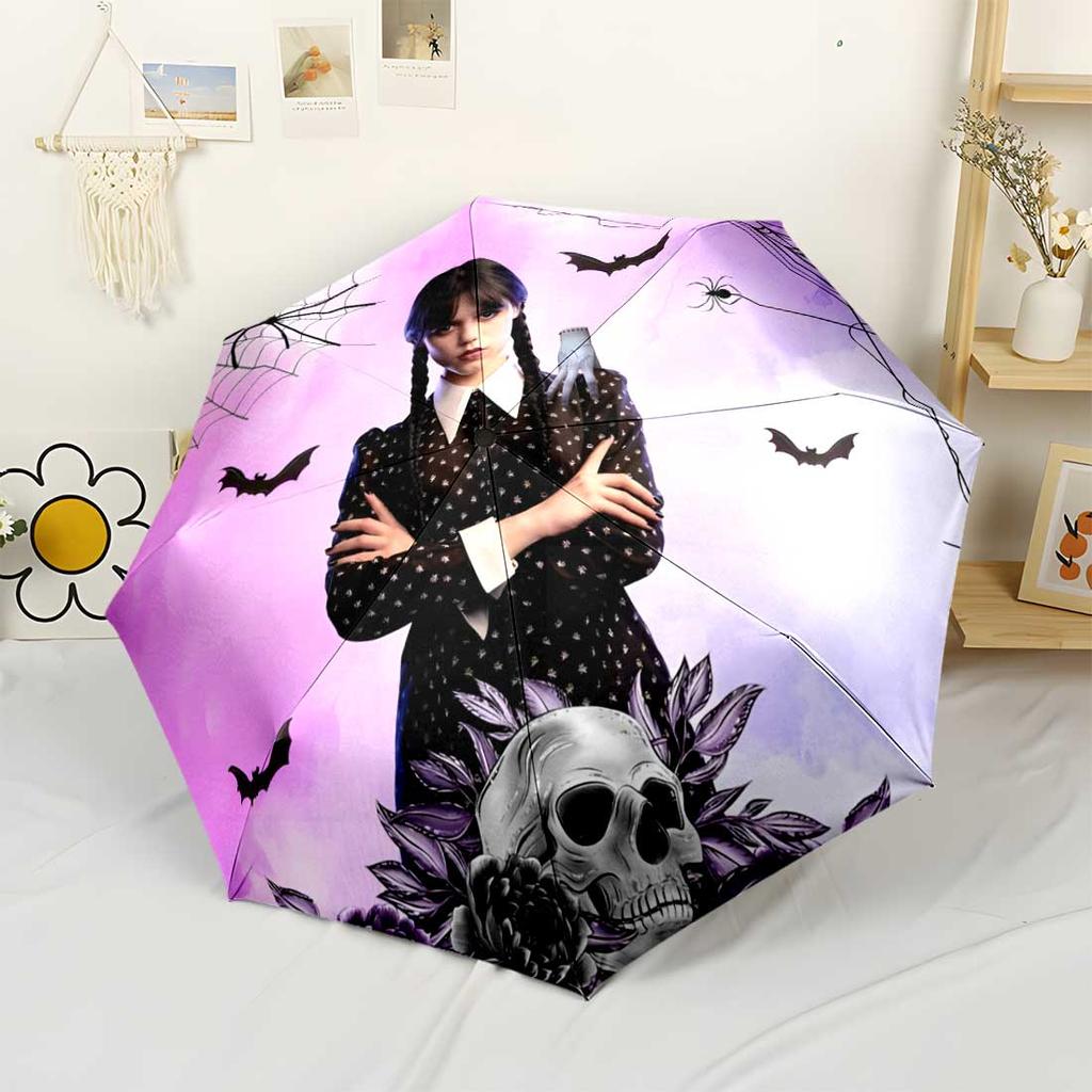 Gothic Halloween Mood Compact Travel Automatic Umbrella Compact 8-Rib Lightweight Foldable Design for Women/Men Fashion Lovers Gift for Festivals