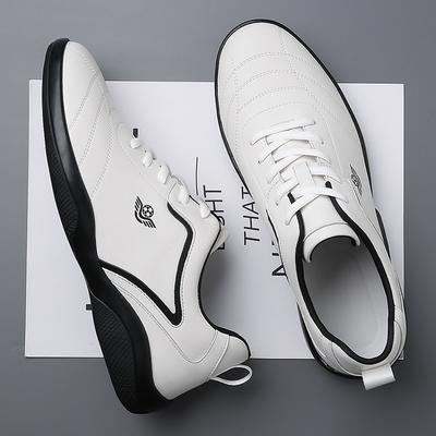 2025 Spring and Autumn New Men's Daily Casual Leather Shoes Men's Sports Style Leather White Shoes Lace-up Single Shoes Men 9876