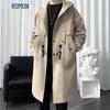 Men's Hooded Mid-Length Trench Coat