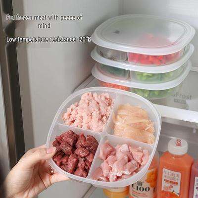 Four-Compartment Fresh-Keeping Storage Box: Freezer-Safe, Sealed for Classified Onion, Ginger, and Garlic Storage Without Flavor Mixing.