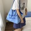 Summer Fresh Contrasting Color Double-sided Dopamine Color Canvas Bag Sweet Girl Shoulder Bag Multi-color Letter Shoulder Bag
