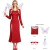 Women's Red High Slit Long Dress for Halloween Costume Roleplay